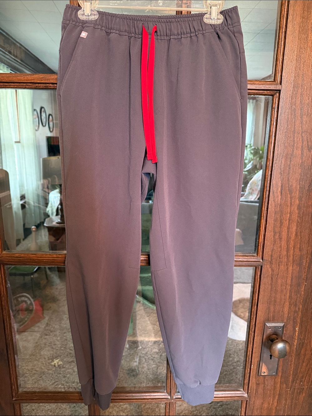 Figs Men's Charcoal Joggers with Red Drawstring
